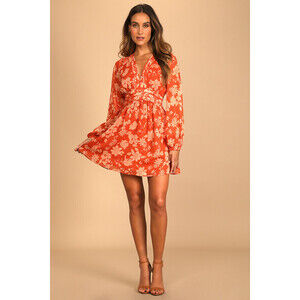 Lulu's Orange Floral Mini Dress